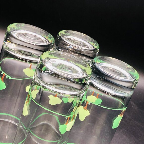 Vintage 80s Green Tree Hill Tom Collins Cocktail Highball Glass -Set of 4 - Picture 5 of 11